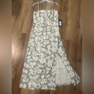 Strapless Floral Maxi Dress in Sage and White